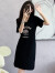 森莲娜（SENLIANNA）2024夏季新款连衣裙中长款T恤裙显脸瘦印花连衣裙女 黑色 S 85-98斤