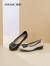 奥康（Aokang）官方女鞋 2024春季新款平底休闲单鞋金属装饰浅口坡跟一脚蹬单鞋 1244121103黑色 35