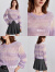 ELLE紫色设计感渐变圆领镂空毛衣女2024夏季新款宽松拉链毛针织衫 紫色 S