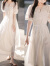 拉夏贝尔（La Chapelle）天丝连衣裙女白月光裙刺绣仙女裙2024新款夏季女装气质短袖裙子女 白色 L