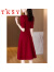 TKSY聚会宴会平时可穿晚礼服裙子2024新款女夏季气质感红色连衣裙 酒红色 2XL (125-145斤)
