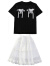 迪士尼（Disney）女童半身裙套装夏季中大童套裙蛋糕裙甜美棉短袖T恤半身裙两件套 黑色T恤 120cm