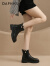 达芙妮（DAPHNE）达芙妮马丁靴女士2023新款秋季烟筒靴切尔西靴女粗高跟 黑色 36