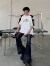迪伽达短袖T恤男潮牌欧美夏季解构黑白拼接设计感垫肩vintage小领口上衣 WYXS-T25白色 L