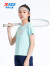 特步（XTEP）儿童童装女童夏季校园风清爽圆领短T 冰石蓝 150cm