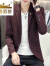 金盾（JINDUN）春季休闲西服男士单西韩版修身时尚青年小西装外套男装潮 常规 K06枣红色(款) M 90-110斤穿