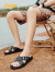 Jeep吉普男士拖鞋2024夏季新款外穿休闲一字拖防滑软底真皮沙滩凉拖鞋 黑色 42 运动鞋码