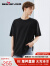 柒牌（SEVEN）【100%新疆棉】柒牌夏季新款短袖T恤男时尚潮流拼接黑色圆领上衣 黑色 S