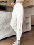 啄木鸟冰丝裤子女夏季薄款中年白色速干休闲运动裤九分长裤子 白色 M 建议80-95斤