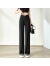 拉夏贝尔（La Chapelle）女夏季高腰运动休闲窄版晒西装裤子 黑色加长款 S