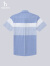 哈吉斯（HAZZYS）男装 2024夏季新款男衬衣撞色条纹通勤短袖衬衫男ATCZK1BBX77 蓝色BL 170/92A 46