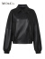 MO&Co.复古双排扣蝙蝠袖短款宽松素皮夹克外套皮衣设计感小众 黑色 S/160