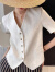 艾格小香风白色短袖小西装外套女夏季薄款职业通勤西服气质法式上衣 白色 S 80一95