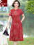 俞兆林（YUZHAOLIN）母亲节中老年女装妈妈装夏季新款气质改良旗袍裙阔太太中长款 [有口袋]红色 5XL(建议145-160斤)发货