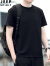 吉普（JEEP）短袖t恤男2024夏季新款宽松圆领纯色上衣时尚潮流男士半袖体恤衫 黑色 XL