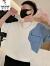 啄木鸟（TUCANO）短袖T恤男士圆领夏季新款2024设计感拼接休闲百搭半袖棉质上衣男 白色 M