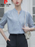 皮尔卡丹PIERRE CARDIN法式立领设计感小众蓝色衬衫女夏季短袖薄款通勤轻熟气质中袖上衣 白色 L