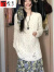百含玉套装女冬季新款韩版设计感慵懒风镂空针织毛衣碎花半身两件一套 针织衫 S