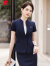 皮尔卡丹蓝色短袖西装外套女夏季2024新款职业面试正装气质西服套装感 黑色短袖西装+裙子 XL
