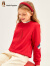 暇步士（Hush Puppies）童装拜年服女童卫衣冬季新款儿童卫衣蓬松柔软一体绒保暖舒适卫衣 珊瑚红 160cm(偏大一码)