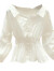 月袖（YUEXIU）2024春秋季宽松漏新款心机收腰衬衫薄款v领上衣女白色小衫泡泡袖 白色有货 S8595斤