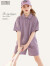 多妙屋女童运动套装儿童春装中大童休闲polo衫上衣夏季两件套童装 薄款 槿紫 MBD910075 140cm