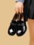 Cupald羊皮单鞋女2024春季新款女鞋子粗跟高跟鞋皮鞋旅游鞋妈妈鞋工作鞋 黑色（标准尺码） 35