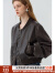 FANSILANEN范思蓝恩23FS13268美式复古棒球服设计感皮衣简约圆领时髦皮外套 复古咖 XS