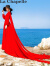 拉夏贝尔红裙子V领复古大红色雪纺连衣裙拖尾长袖飘逸海边度假裙旅拍 玫红色 S