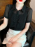 诗蒂淑设计感小众假两件衬衫女夏季Polo衫法式气质轻熟衬衣2024新款上衣 黑色 S
