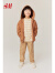 H&M童装男童儿童卫衣2024春季新款简约舒适长袖拉链连帽衫1223760 棕色 120/60