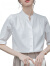 皮尔卡丹PIERRE CARDIN法式立领设计感小众蓝色衬衫女夏季短袖薄款通勤轻熟气质中袖上衣 白色 L
