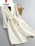 皮尔卡丹（pierre cardin）轻奢高端双面羊毛大衣女白色长款2023年新款赫本风高端气 白色 S 85斤-100斤