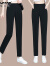 啄木鸟冰丝裤女子夏季薄款高腰显瘦休闲裤宽松直筒速干运动裤女裤 黑色 XXL 建议125-140斤