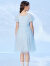 巴拉巴拉【艾莎IP】巴拉巴拉女童连衣裙儿童裙子2023年新款夏装网纱公主裙 蓝色调00388 165cm