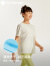 moodytiger女童短袖T恤24夏季新款吸汗圆领纯色宽松运动上衣薄款 云朵白 165cm