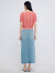 水云间·SHUI YUN JIAN 2024夏季新款V领设计感多巴胺修身休闲短袖针织开衫女上衣 粉红条 M