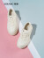 奥康（Aokang）官方女鞋 2024春季新款舒适透气小白鞋百搭日常厚底滑板鞋 米白色 35