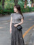 韩璐娇（hanlujiao）连衣裙女装2024年夏季新款休闲通勤设计感修身显瘦高腰格子裙套装 套装 XL