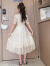 迪士尼（Disney）小女孩裙子8一12岁连衣裙2024新款儿童裙子夏季小香风甜美公主裙 米白色 170cm