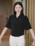 艾靖雅衬衫女短袖衬衣春夏季新中式中国风休闲通勤外穿半袖减龄宽松上衣 紫色 L（105-115斤）