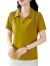 皮尔卡丹纯棉有领短袖t恤女2024年新款夏季正肩纯色简约上衣半袖体恤 姜黄色 L 101-110斤