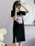 苏洛琳（SULUOLIN）2024夏季新款连衣裙中长款T恤裙印花开叉连衣裙女 黑色 S 85-98斤