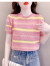 恒源祥冰丝针织短袖t恤女士装夏季2024年新款镂空上衣薄款设计感小众 粉红色 M