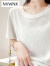 NVWNK短袖T恤女针织衫圆领薄款小个时尚洋气冰丝微透面膜上衣夏季T恤女 雅典黑 S