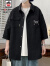 AEMAPE衬衫男士夏季肌理感泡泡纱短袖男外套青少年港风半袖衬衣服 C102黑色 3XL (约160~180斤可穿)