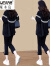 啄木鸟2023新款夏季T恤套装女款休闲时尚运动服小个子时髦洋气减龄遮肉 黑色单件上衣 M