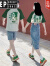 吉普（JEEP）特别的disoo情侣装t恤2024新款夏装高档衣服不一样高级感短袖套装 插肩袖绿色男+女 L/S