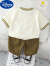 迪士尼男童夏装套装2024新款婴儿童装小童夏天衣服宝宝洋气短袖两件套潮 卡其色 小熊套装 80 建议一岁内