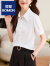罗蒙（ROMON）短袖雪纺衬衫女2024新款韩版修身职业显瘦单排扣纯色夏季薄款上衣 白色 S